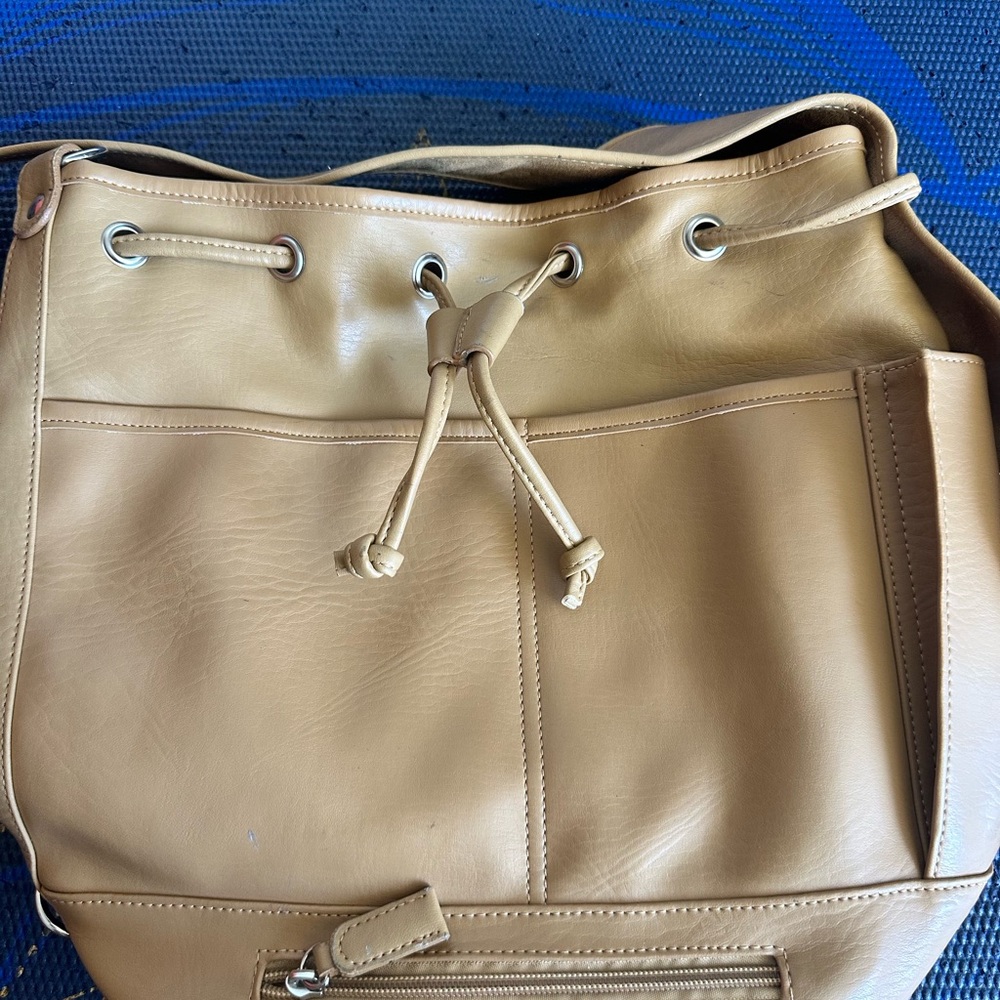 Coach Tan Leather Drawstring Shoulder Bag
